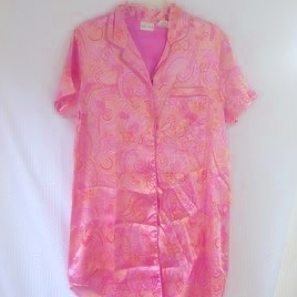 Pink Paisley print silky feel sleep shirt.